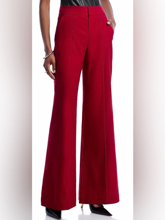 Alice + Olivia Pants - Alice + Olivia Dylan High Rise Wide Leg Pant in Dark Cherry